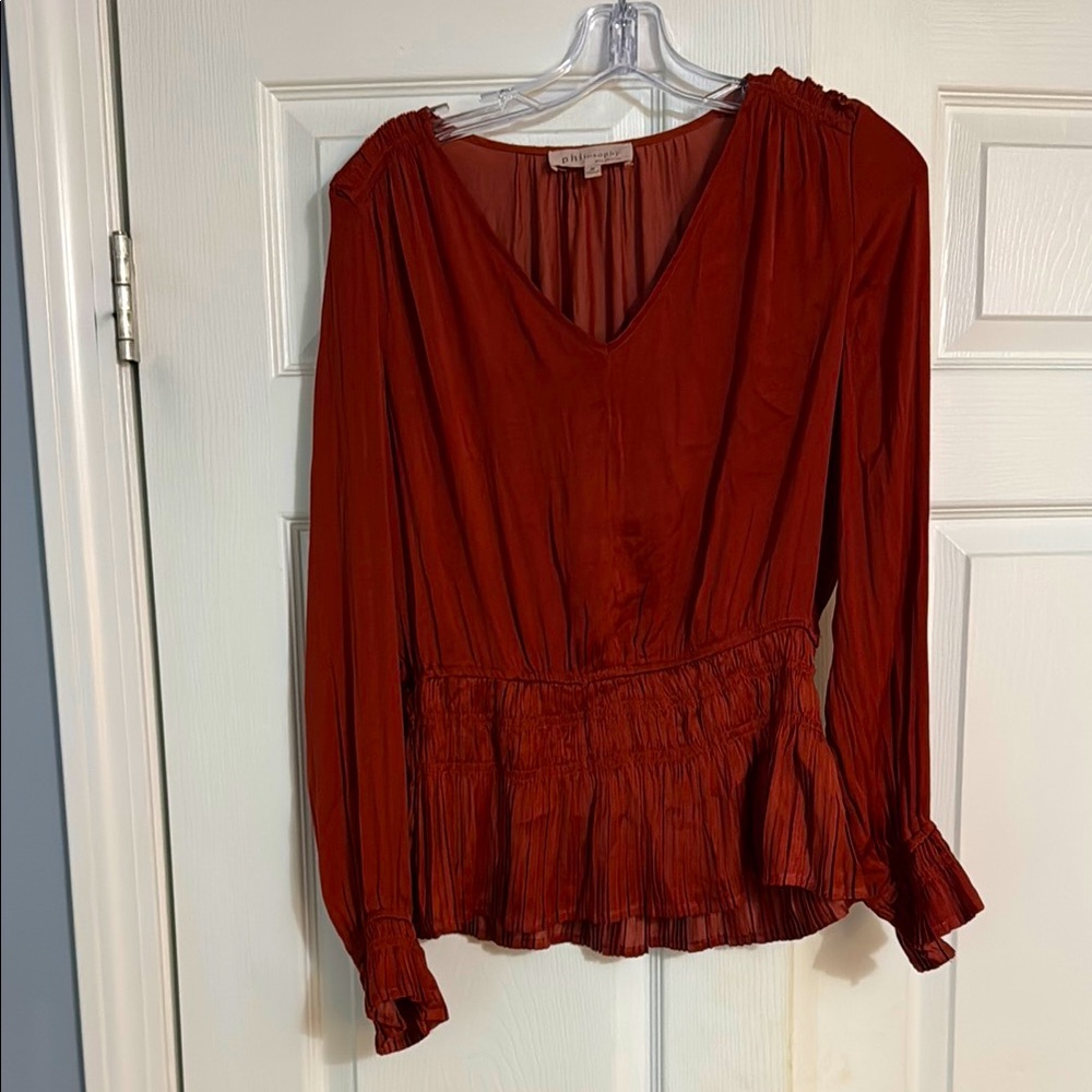Philosophy Deep Red V-Neck Blouse